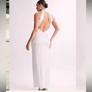 Meshki Claire Satin Drape Maxi Dress - white